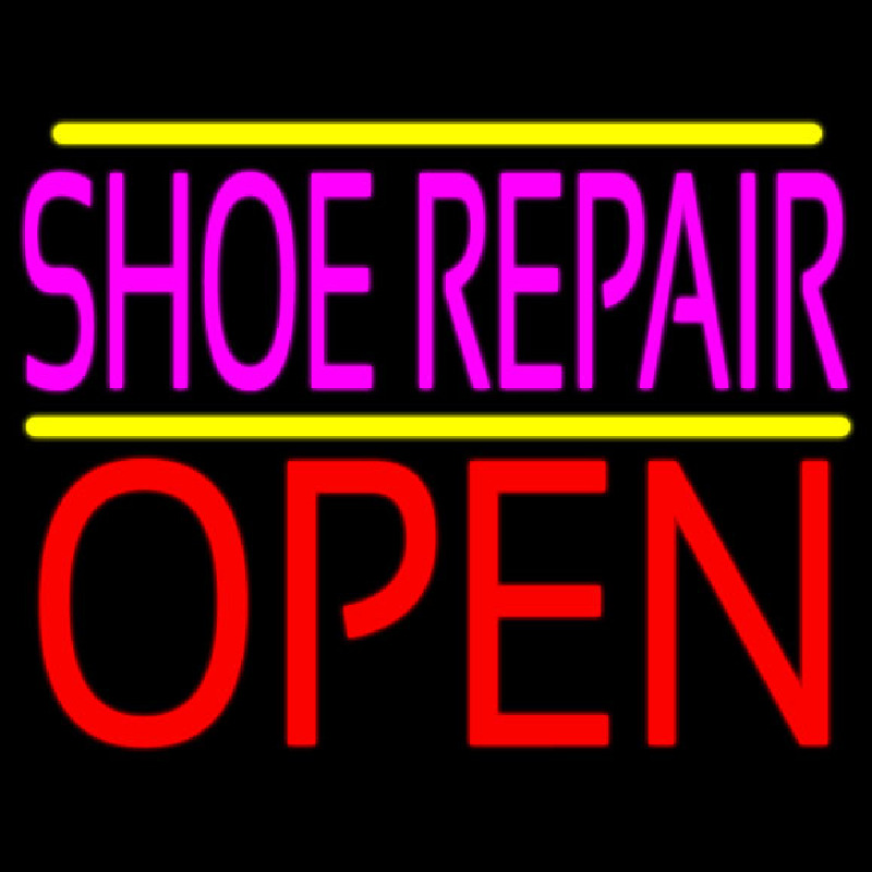 Pink Shoe Repair Open Neon Skilt