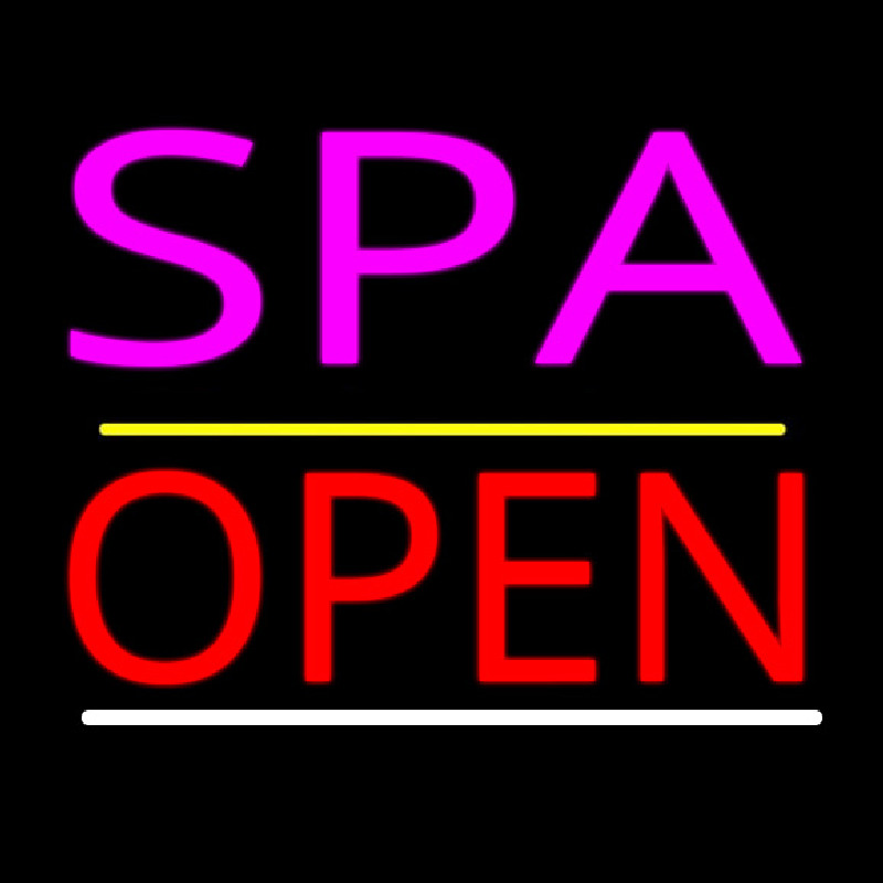 Pink Spa Yellow Line Red Open Neon Skilt