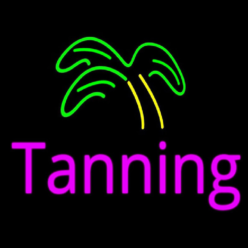 Pink Tanning Palm Tree Neon Skilt