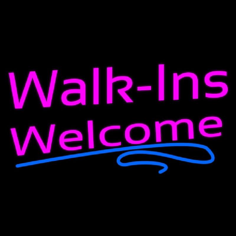 Pink Walk Ins Welcome Blue Lines Neon Skilt