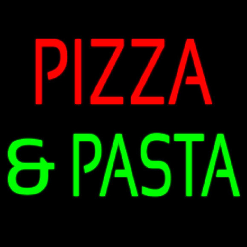 Pizza And Pasta Red And Green Neon Skilt