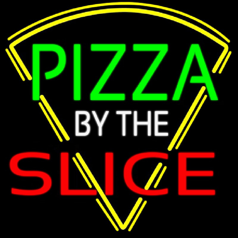 Pizza By The Slice Logo Neon Skilt