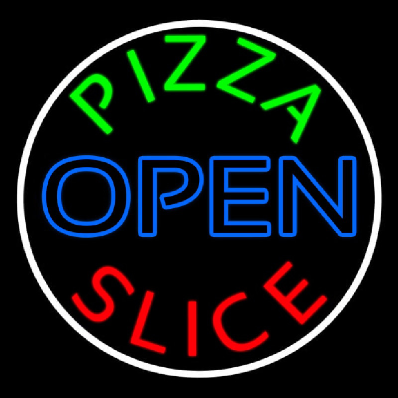 Pizza Slice Open Neon Skilt