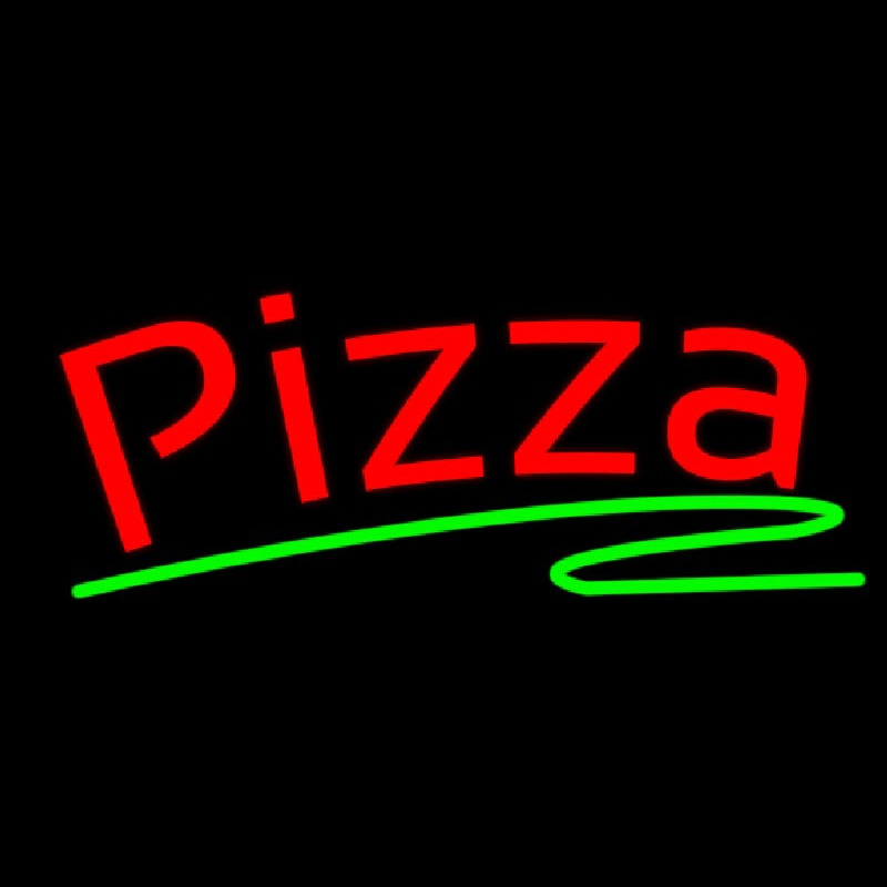 Pizza With Green Line Neon Skilt