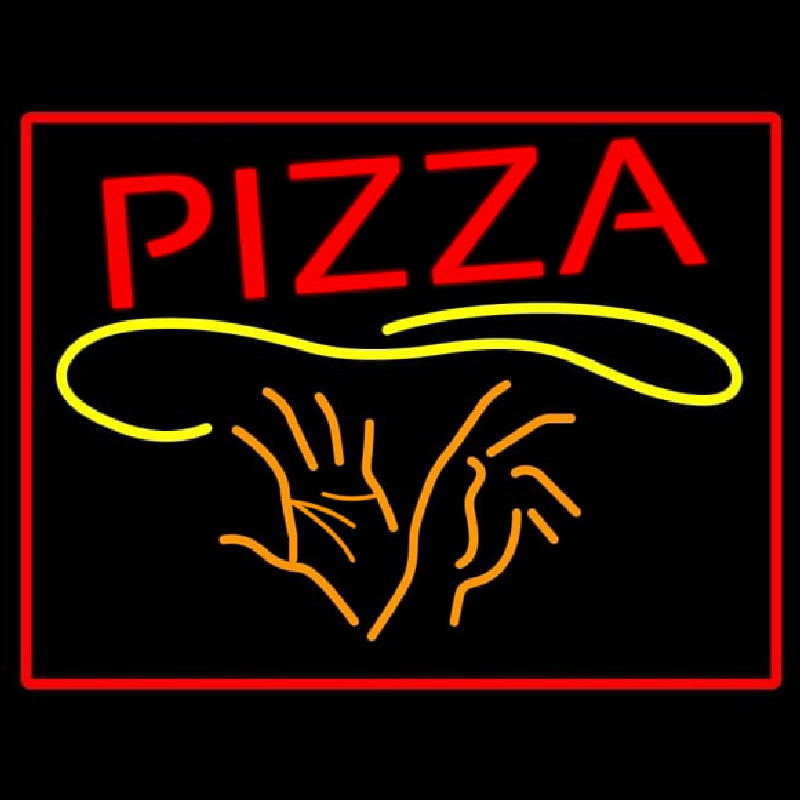 Pizza With Hand Neon Skilt