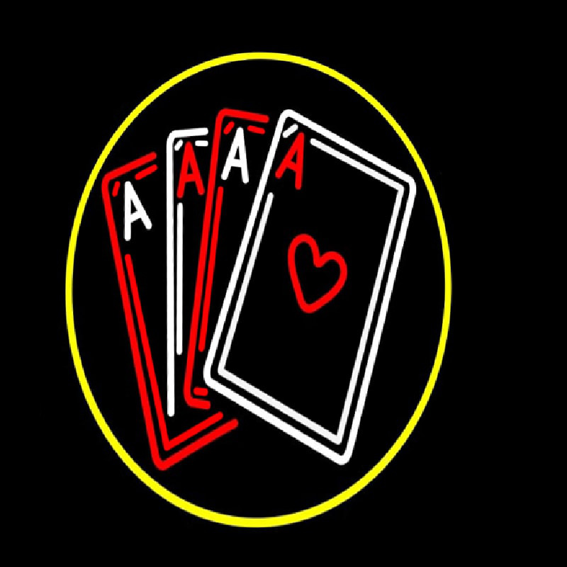 Poker Cards Icon 5 Neon Skilt