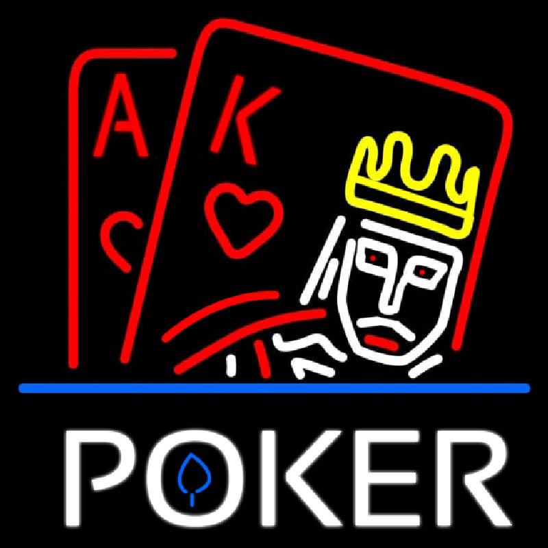 Poker With Border Neon Skilt