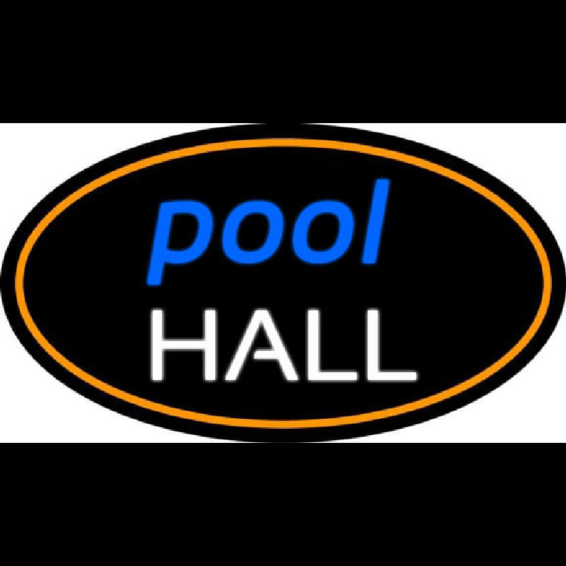 Pool Hall Oval With Orange Border Neon Skilt