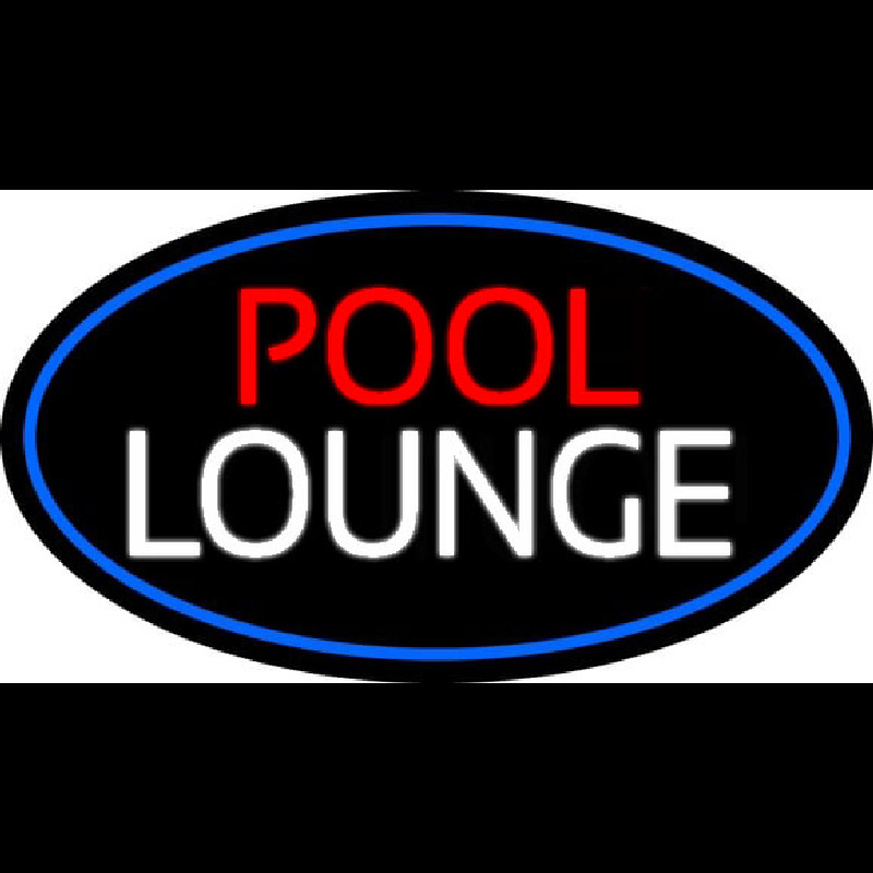 Pool Lounge Oval With Blue Border Neon Skilt