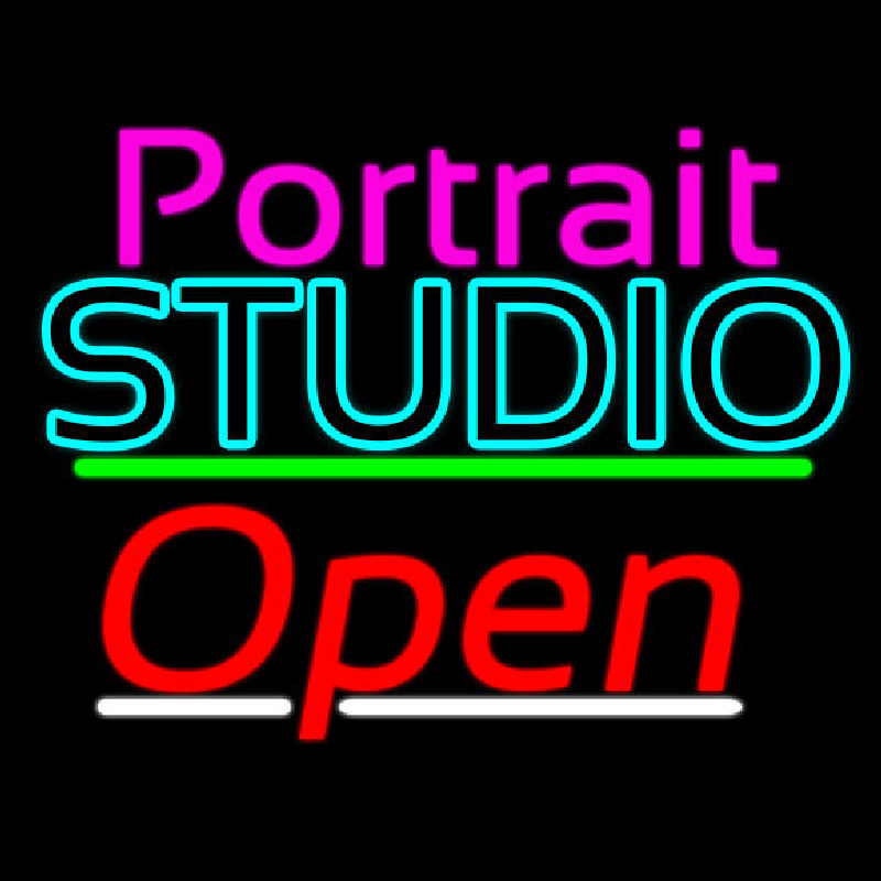 Portrait Studio Open 3 Neon Skilt