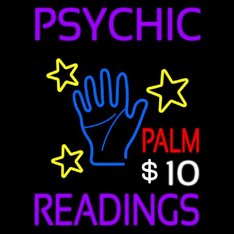 Psychic Palm Readings Neon Skilt