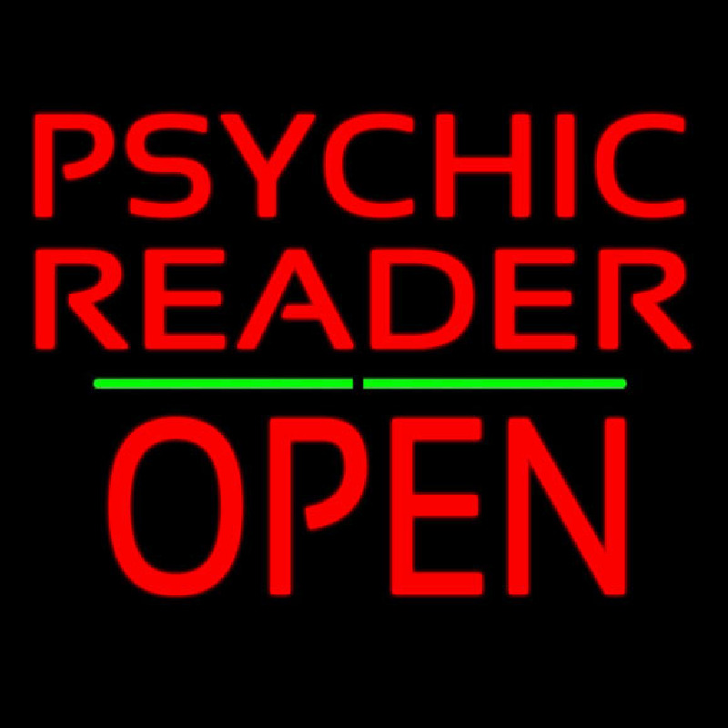 Psychic Reader Block Open Block Green Line Neon Skilt