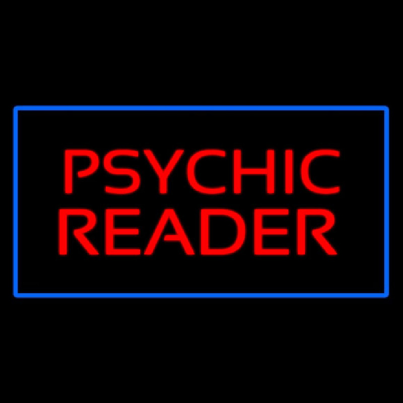 Psychic Reader Blue Rectangle Neon Skilt