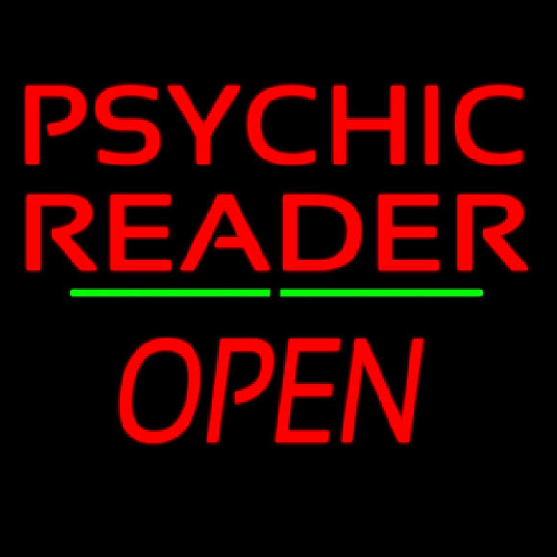 Psychic Reader Green Line Open Neon Skilt