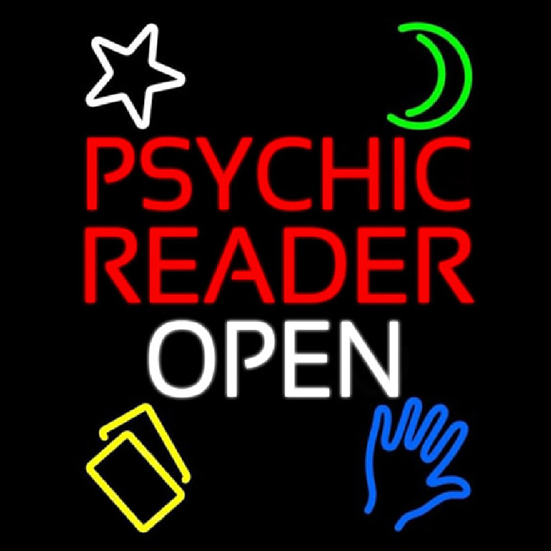 Psychic Reader Open Block White Border Neon Skilt