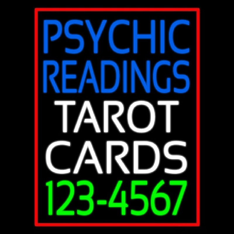 Psychic Readings Tarot Cards Phone Number Neon Skilt