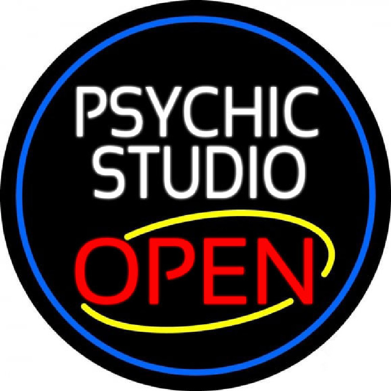 Psychic Studio Red Open Blue Border Neon Skilt