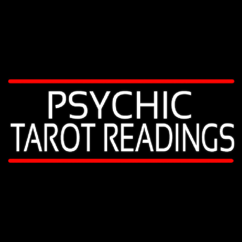 Psychic Tarot Readings Block With Red Line Neon Skilt