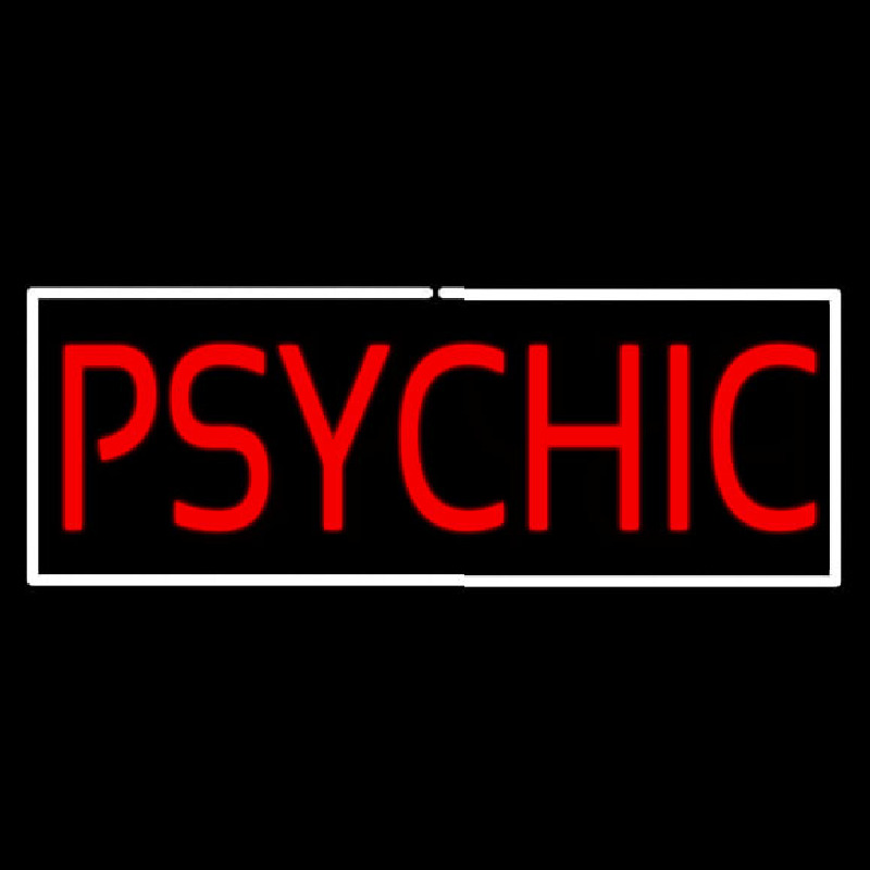 Psychic White Border Neon Skilt