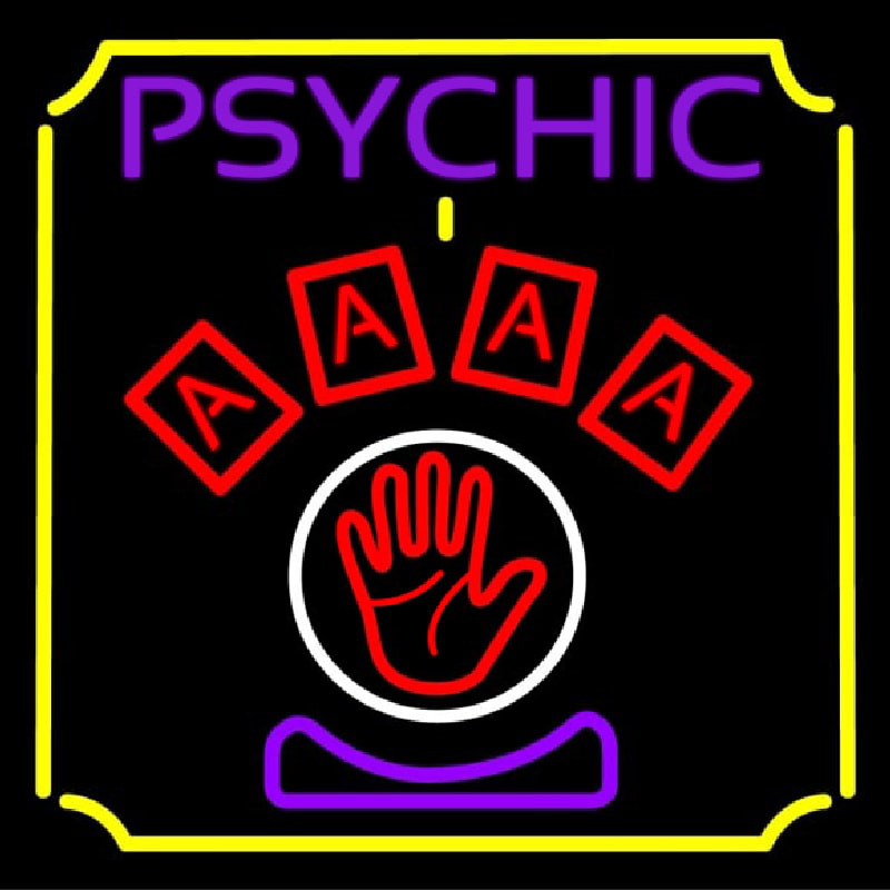 Psychic With Hand Neon Skilt