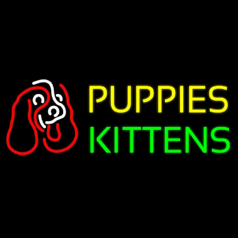 Puppies Kittens With Logo Neon Skilt