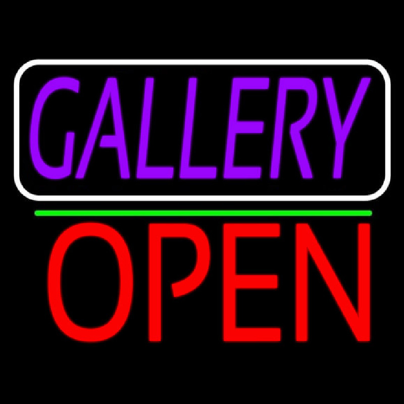 Purle Gallery With Open 1 Neon Skilt