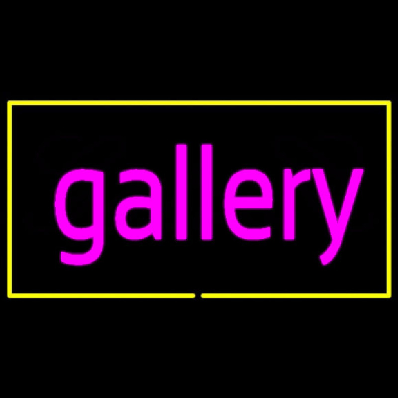 Purple Gallery Yellow Rectangle Neon Skilt