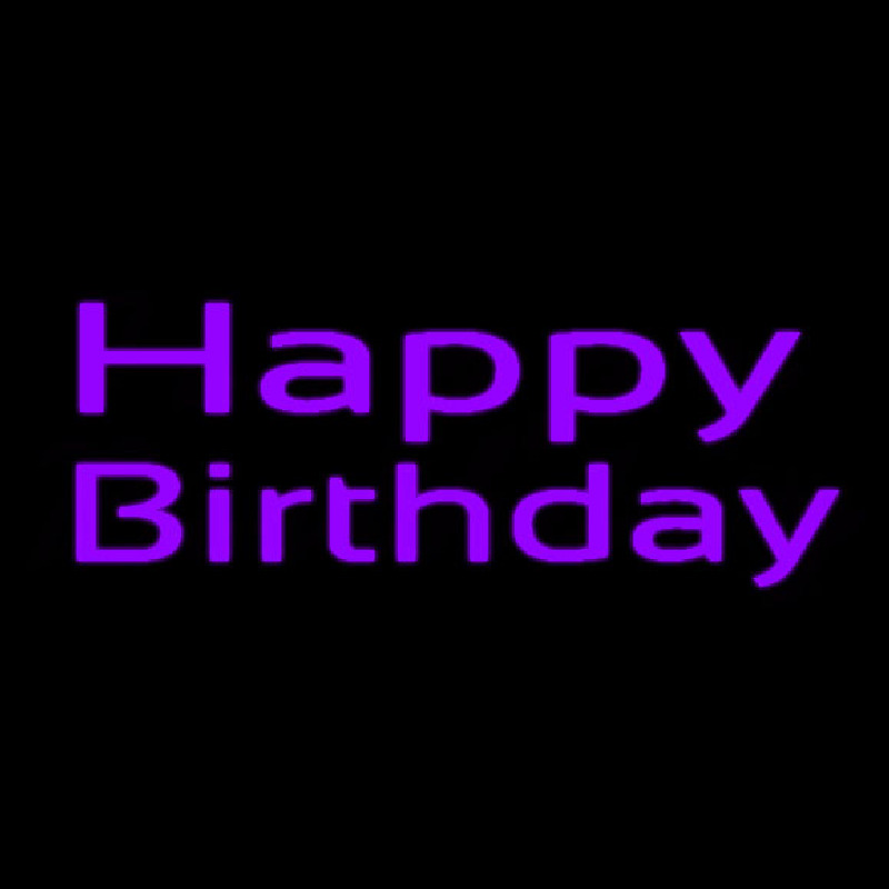 Purple Happy Birthday Neon Skilt