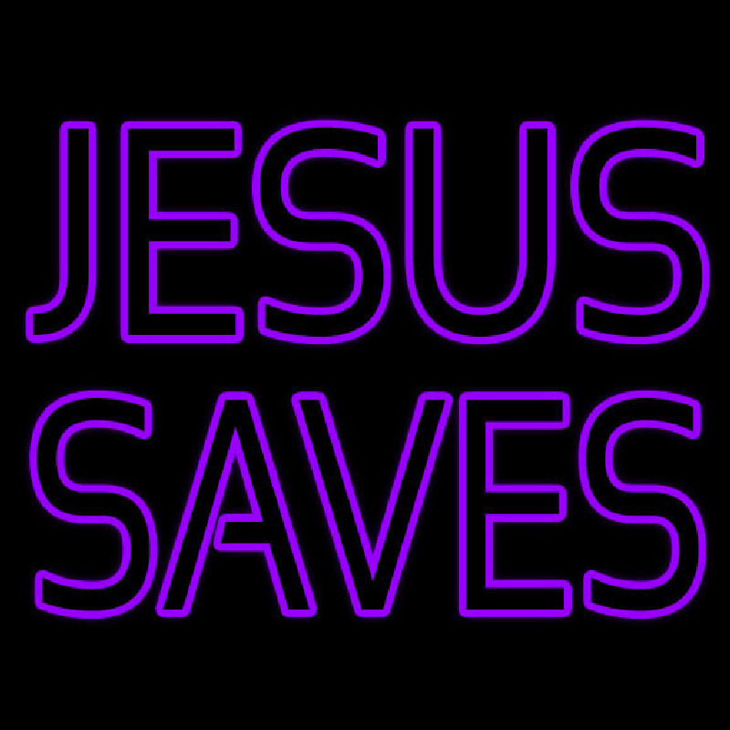 Purple Jesus Saves Neon Skilt