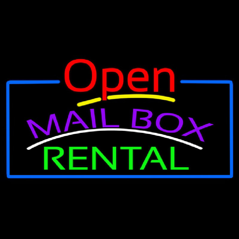 Purple Mailbo  Green Rental Open With Border Neon Skilt