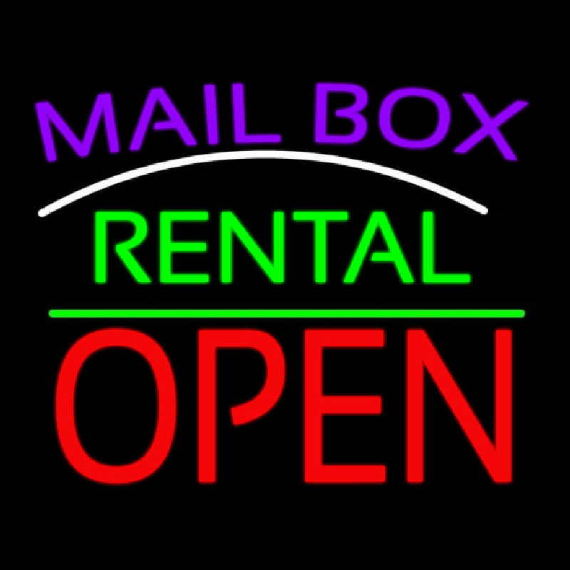 Purple Mailbo  Turquoise Rental With Open 1 Neon Skilt