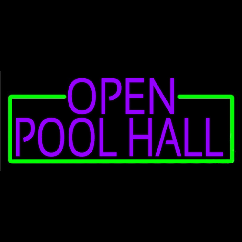 Purple Open Pool Hall With Green Border Neon Skilt