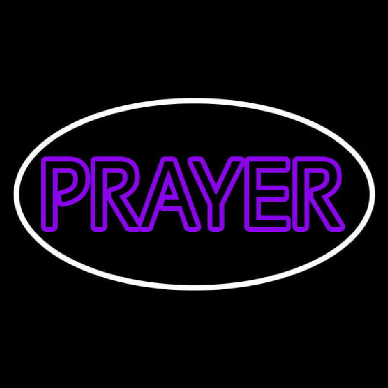 Purple Prayer With Border Neon Skilt