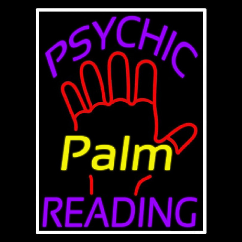 Purple Psychic Reading With Yellow Palm Neon Skilt