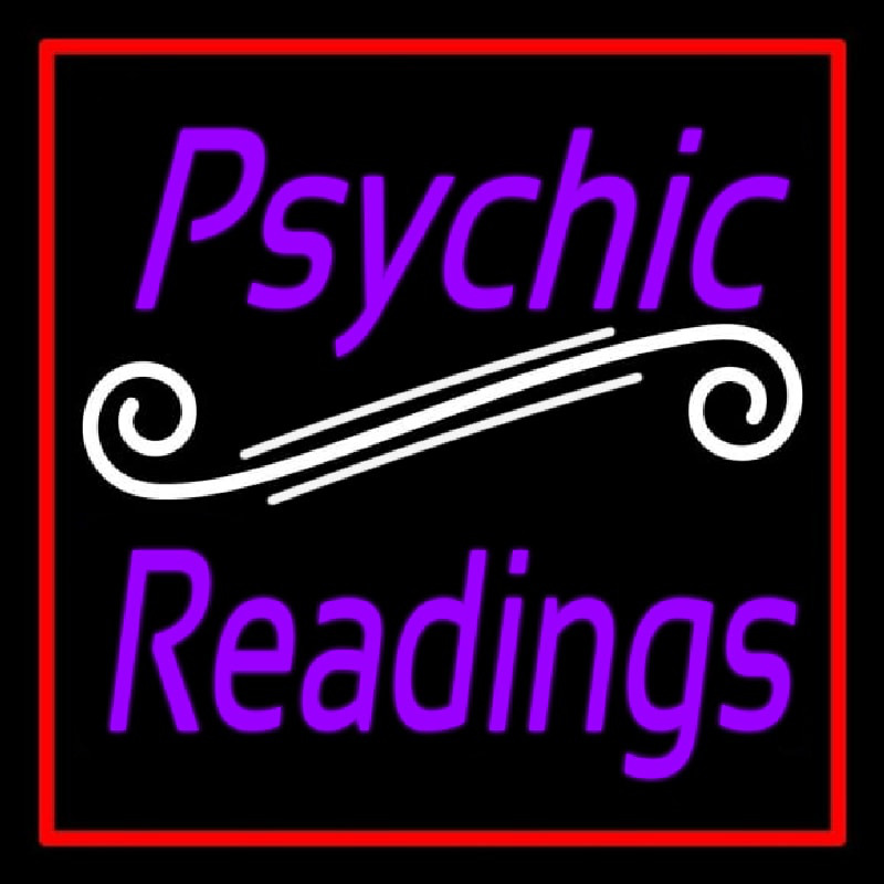 Purple Psychic Readings With Red Border Neon Skilt