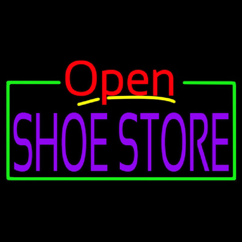 Purple Shoe Store Open Neon Skilt