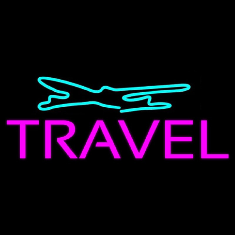 Purple Travel Turquoise Logo Neon Skilt