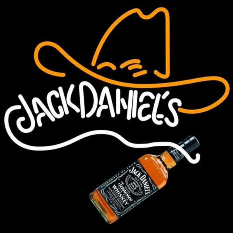 Rare Jack Daniels Whiskey Cowboy Hat Neon Skilt