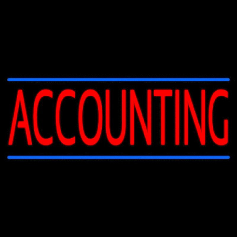 Red Accounting Blue Lines Neon Skilt