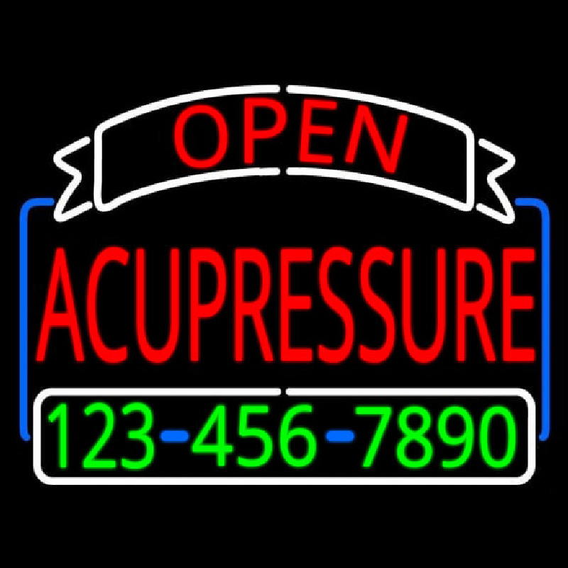 Red Acupressure With Phone Number Neon Skilt