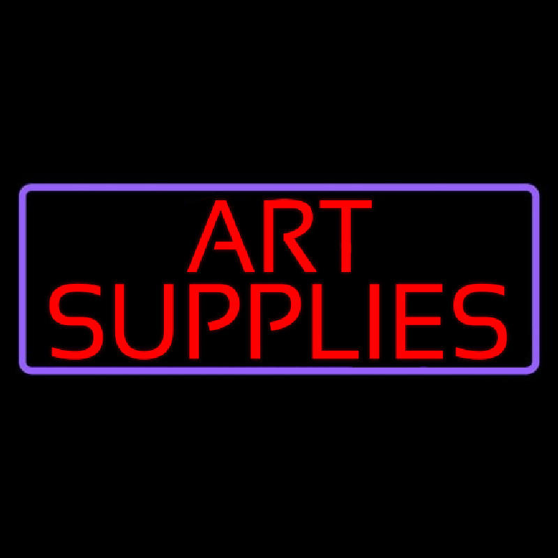 Red Art Supplies With Border Neon Skilt