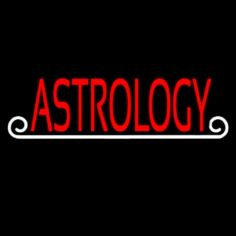 Red Astrology White Line Neon Skilt