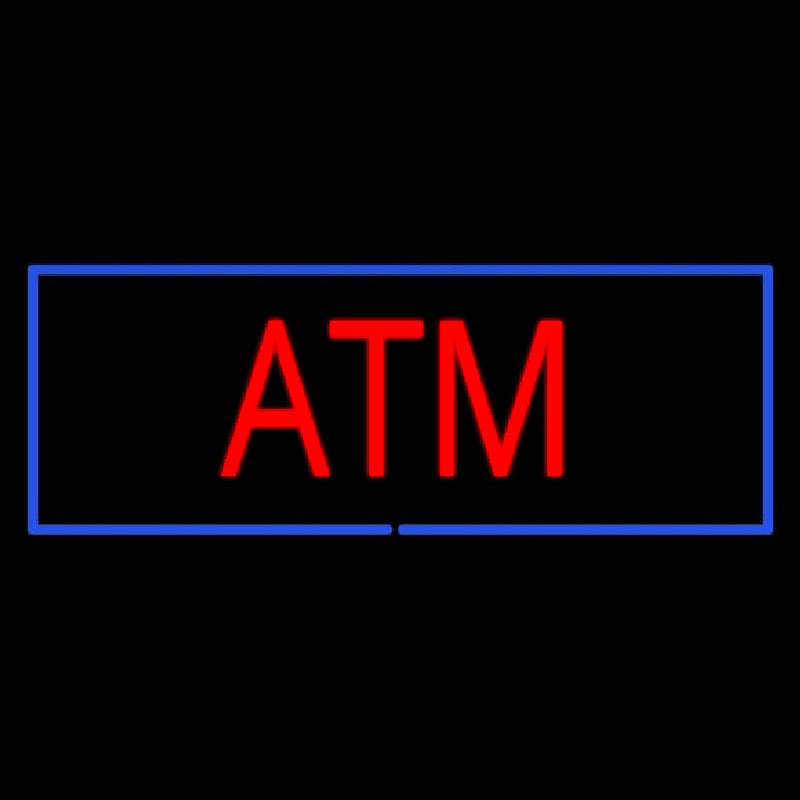 Red Atm Blue Border Neon Skilt