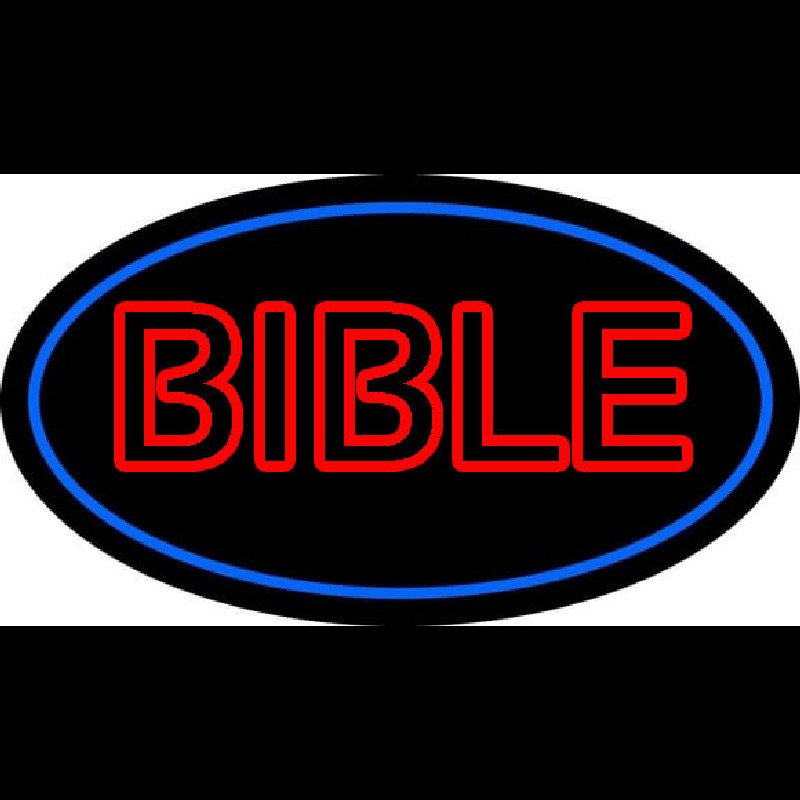 Red Bible Blue Border Neon Skilt