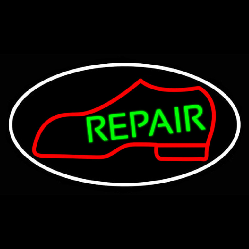 Red Boot Green Repair With Border Neon Skilt