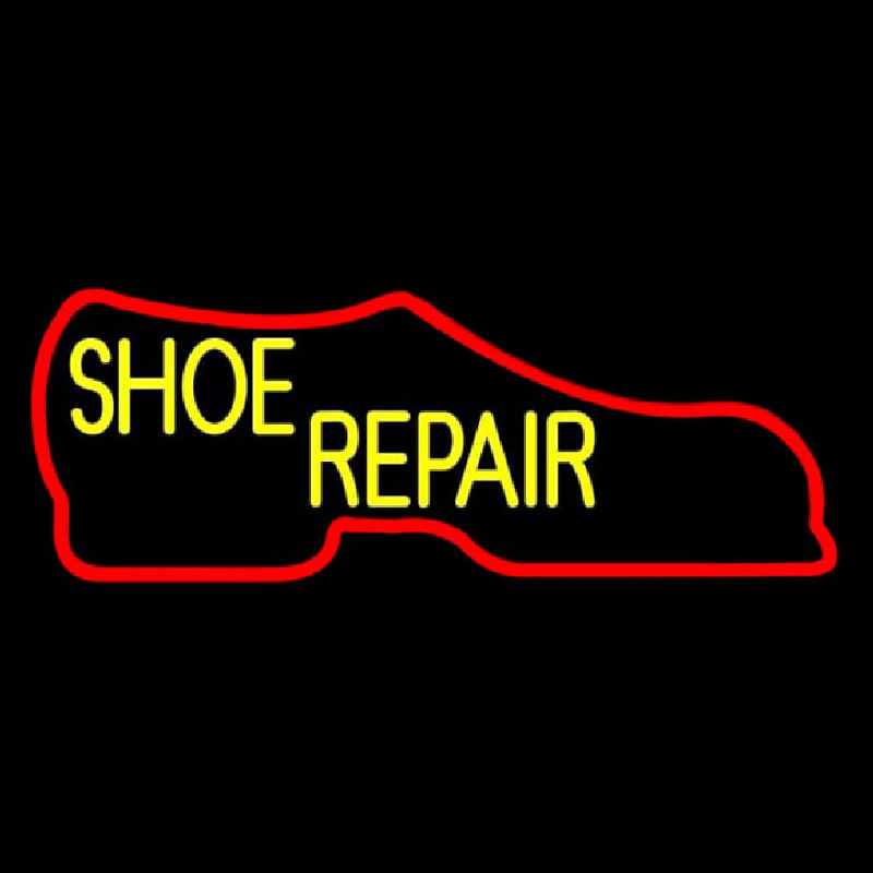 Red Boot Shoe Repair Neon Skilt