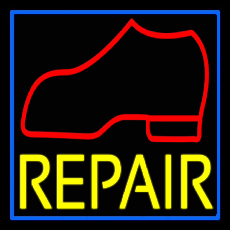 Red Boot Yellow Repair Neon Skilt