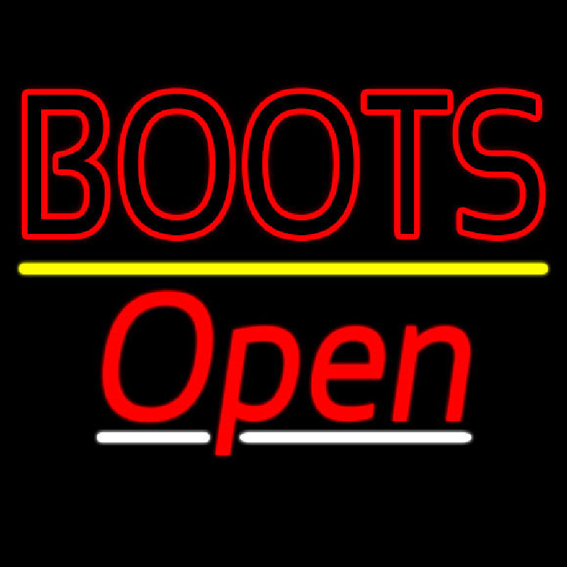 Red Boots Open Neon Skilt