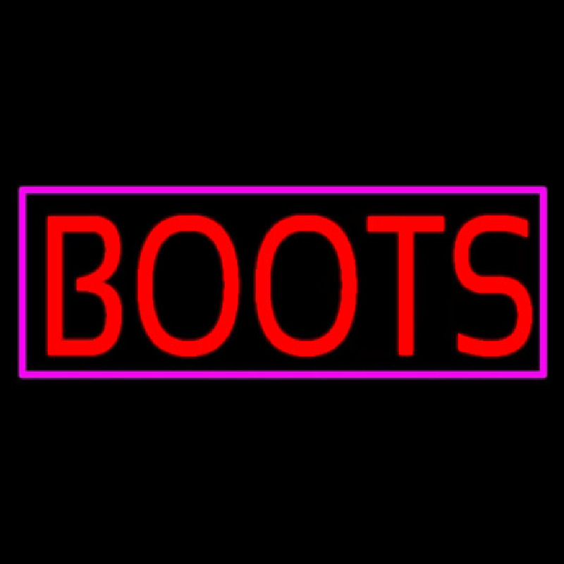 Red Boots Pink Border Neon Skilt