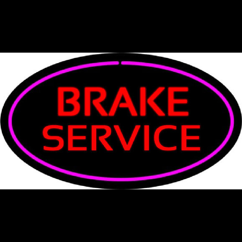 Red Brake Service Purple Oval Neon Skilt